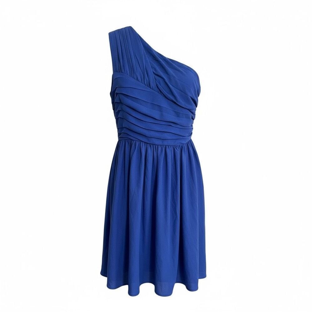 Express One Shoulder Pleated Mini Dress Blue Size 8